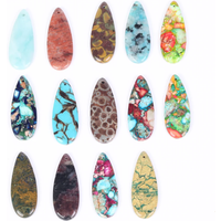 Natural Water Drop Triangle Oval Sea Sediment Jades Stone Pendants For Jewelry Making Diy Crafts Necklace Accessories 42*16mm