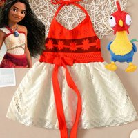 Disney Moana 2 Photography Clothing Baby Girls Costume Play Little Vaiana Princess Apparel Toddler Halter Dress Birthday Party