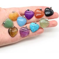 20mm Heart Shaped Stones Natural Healing Chakra Crystal Gemstone Rock Charms for DIY Jewelry Accessories