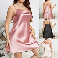 Large Size 3XL 4XL 5XL Female Nightgown Sexy Suspender Nightdress Pink Chemise Sleepwear Bathrobe Loose Satin Home Dressing Gown