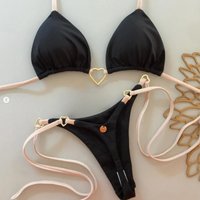 Sexy Halter Solid Color Bikini Set Women Lace-up Swimsuit Two-piece Triangle Thong Swimwear Bathing Suit Brazilian Biquinis