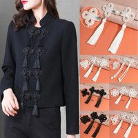1PCS Cheongsam Chinese Style National Tide Clothing Hand-beaded Decorative Buttons Long Tail Pearl Crystal Tassel Plate Buckle