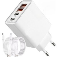 120W 4 Port USB Type C Charger Fast Charging Data Cable USB Phone Charger Adapter for Samsung IPhone Xiaomi Huawei Wall Charger