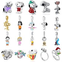 AliExpress MINISO New 925silver men's and women's bicycle flower baskets, small dog animal pendants,Fit original European bracelets, jewelry gifts