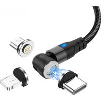 USLION 540 Degree Magnetic Type C Data Cable Fast Charging Magnetic Micro USB Phone Cable For iPhone 12 Xiaomi Wire Cord Cable