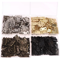 50pcs/box Hinges + 200 Screws Iron Golden/Antique Bronze 4 Holes Durable Furniture Hardware 17.5x15mm Mini Rounded Hinge Decor