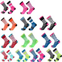AliExpress NONE New Stripe Dot Cycling Socks Top Quality Professional Brand Sport Socks Breathable Bicycle Sock Outdoor Racing Running Socks