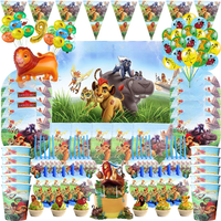 Disney The Lion King Birthday Decoration Boy Simba Party Theme Paper Plates Cups Tableware Balloon Baby Shower Supplies For Kids