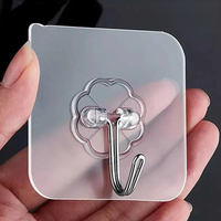 10PCS Transparent Stainless Steel Strong Self Adhesive Hooks Key Storage Hanger for Kitchen Bathroom Door Wall Multi-Function