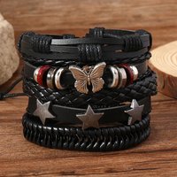 Trendy Vintage Leather Bracelets For Men Fashion Retro Butterfly Star Braided Leather Bracelets Gifts For Friend