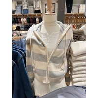 Striped Knitted Cropped Sweater Cardigan Women Autumn Long Sleeve Hooded Zipper Short Streetwear Knitwear Sweaters Y2K Crop Tops