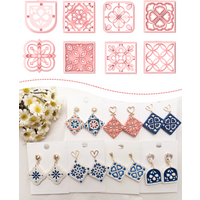 8Pcs Traditional Chinese Classical Style "Blue And White Pottery"Series Tiles Clay Cutting Molds For DIY Earrings Jewelry Making