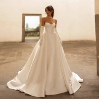 LORIE Elegant Ivory Satin Wedding Dresses A-Line Strapless Pleated Fairy Bride Prom Gown 2025 Bridal Gowns Vintage Customized