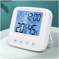 1pc Digital Thermometer Hygrometer with Clock – 5s Fast Refresh Indoor Temperature Humidity Monitor, LCD Backlight, °C/°F Switch