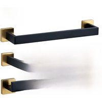 Black Gold Bathroom Hardware Set Wall Mount Stainless Steel Towel Bar Towel Ring Paper Holder Robe Hook Bathroom Accessories Set