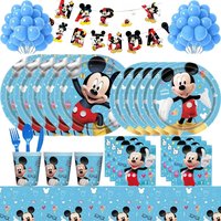 Disney Mickey Mouse Birthday Party Decoration Gift Bags Candy Gift Boxes Tableware Blue Balloons Party Favors For Kids Birthday