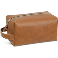 Custom Logo Business Portable Men'S Leather Toiletry Bag Travel Dopp Kit Mens Hanging Hygiene Makeup Bag For Men Women