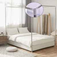 Stainless Steel Bed Canopy Bracket Mosquito Net Frame for 4 Corner Bed Bed Netting Fan Bar Support Easy Install NO Mosquito Net