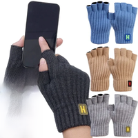 AliExpress NONE Knitted Thick Thermal Half Finger Gloves Women Men Winter Outdoor Warm Wool Driving Fingerless Glove Touchscreen Mittens