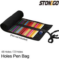 STONEGO 48/72 Holes Canvas Wrap Roll Up Pencil Pen Bag Holder Case Storage Pouch