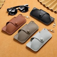 1pc Snap Button Glasses Bag - Portable PU Leather Sunglasses and Reading Glasses Pouch with Clip(4 Colors for choose)