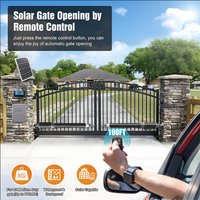 Solar Panel Gate Opener for Dual Swing Gates up to 440lb Automatic Complete Kit with Remote Control