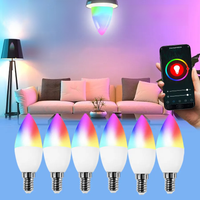 1pcs 2pcs 4pcs WIFI Smart Lamp E14 LED Bulb TUYA Candle Lights Bulb RGB 220V Dimmable Smart Bulb APP Voice Control Google Home