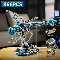 Electric Dragonfly Building Blocks 866Pcs Mechanical Model DIY Educational Toy Desktop Decoration Gift for Kids & Adults