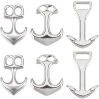 6Pcs 3 Styles 304 Stainless Steel Bracelet Clasp Anchor Hook Clasp Ocean Hawaii Summer Link Leather Cord Ends Connector Clasps