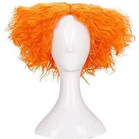 Anime Alice in Wonderland 2 Mad Hatter Cosplay Wigs Tarrant Hightopp Orange Wig Short Curly Heat Resistant Synthetic Hair Wig