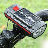 AliExpress NONE Solar Bicycle Light with Horn 120dB TYPE-C Rechargeable MTB Road Bike Front Lamp Flashlight Bicycle Light 1200 mah