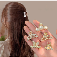 Mini Pearl Hair Claws Clips for Women Elegant Rhinestone Headwear Hairpins Hair Crab Barrettes Hair Accessories for Women
