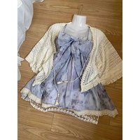 French Elegant Sweet Retro 2 Piece Set Women Lace Cardigan + Bow Sling Dress New Aesthetic Vintage Y2K Fashion Fit Chic Outfits