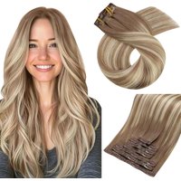 Moresoo Seamless Invisible PU Clip in Hair Extensions 100% Real Human Hair Remy Hair PU Clip in Extensions 7PCS 105G Full Head