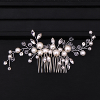 Silver Color Pearl Crystal Hair Combs Tiara For Women Bride Cheap Party Headpiece Wedding Hair Accessories Bridal Hair Jewelry