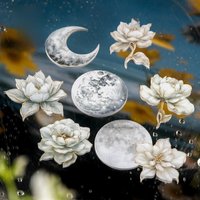 JIANWU Flowers Are Reflected Under The Moon Series Vintage Watercolor Landscape Material Sticker Creative Journal Stationery
