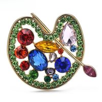 Wuli&baby Multi-color Rhinestone Color Pallet Brooches Pins For Women Unisex Drawing Lover Brooch Pins Gifts