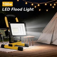 Projecteur LED rechargeable portable 100W, lumière d'urgence étanche pour extérieur, jardin, rue, maison, chantier