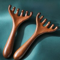 Wooden Meridian Massage Comb Head Massage 6-Claw Head Massager Promote Blood Circulation Body Gua Sha Tool Head Massage Brush