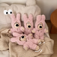 Anime key chain pink rabbit jumpsuit Gromit Cartoon 13cm Plush Toy cute Vehicle mounted pendant Gift kawaii girl bag key chain