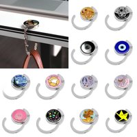 Black Cat Handbag Hooks Folding Metal Table Bag Holders Portable Purse Hangers Parts Accessories Vintage Moon Non-Slip Hooks