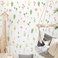 Pastel Wildflower Wall Decals for Nursery Removable Floral Wall Stickers Boho Kids Room Decor Baby Girl Bedroom Playroom Decor