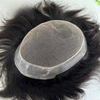 Australia Toupee Lace Pu Base Human Hair Lace Wigs V-LOOP Hairline Men Capillary Prosthesis Indian Human Hair Wig for Men Toupee