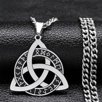 Viking Runes Triquetra Pendant Necklace Celtic Witch Knot Symbol Holy Trinity Necklaces Stainless Steel Ancient Amulet Jewelry