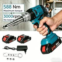 Elektryczna nitownica bezszczotkowa 588Nm, pistolet do nitonakrętek 2.4-5.0mm, wiertarka z automatycznym nitowaniem, narzędzie do nitowania, kompatybilna z akumulatorami Makita 21V
