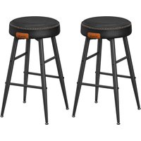 VASAGLE EKHO Colección - Juego de 2 Taburetes de Bar, Taburete Cocina, Taburete Desayuno, Cuero Sintético con Costuras, Moderno Siglo Medio,