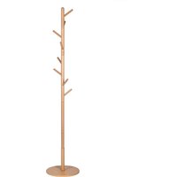 T-LoVendo Perchero de Pie de Madera de Haya Base de Disco Redonda para Pasillo Entrada Montaje en Dos Alturas para Abrigos Sombreros Bolsos