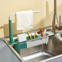 Sink Organizer Telescopic Kitchen Sink Shelf Soap Sponge Holder Towel Hanger Sink Drain Rack With Drainer Basket Kitchen Gadgets