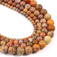 Perles en pierre naturelle Orange Howlite, Turquoises américaines rondes pour la fabrication de bijoux, accessoires de Bracelet à faire soi-même 15 ''4-10mm