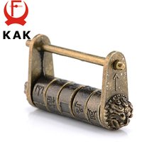 KAK Zinc Alloy Chinese Style Vintage Antique Bronze Combination Password Lock Jewelry Box Padlock Retro Keyed Padlock Decorative